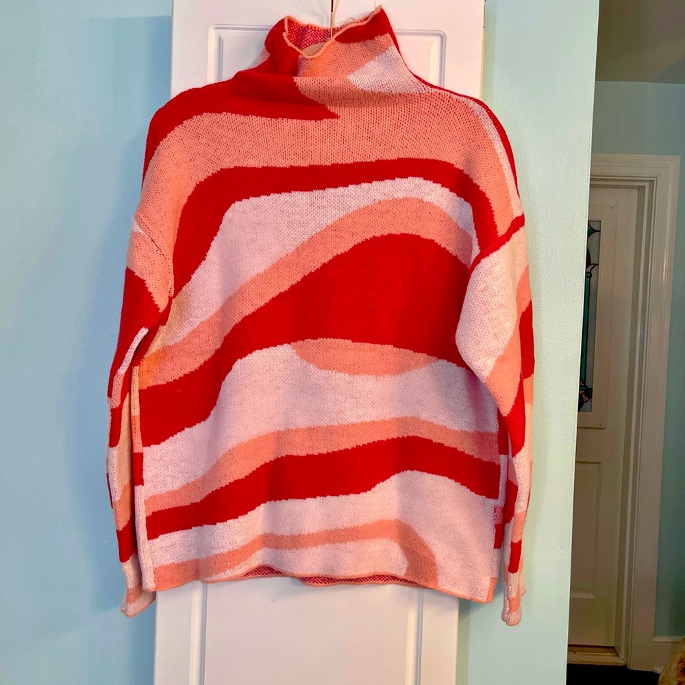 Wavy Mock Neck Sweater